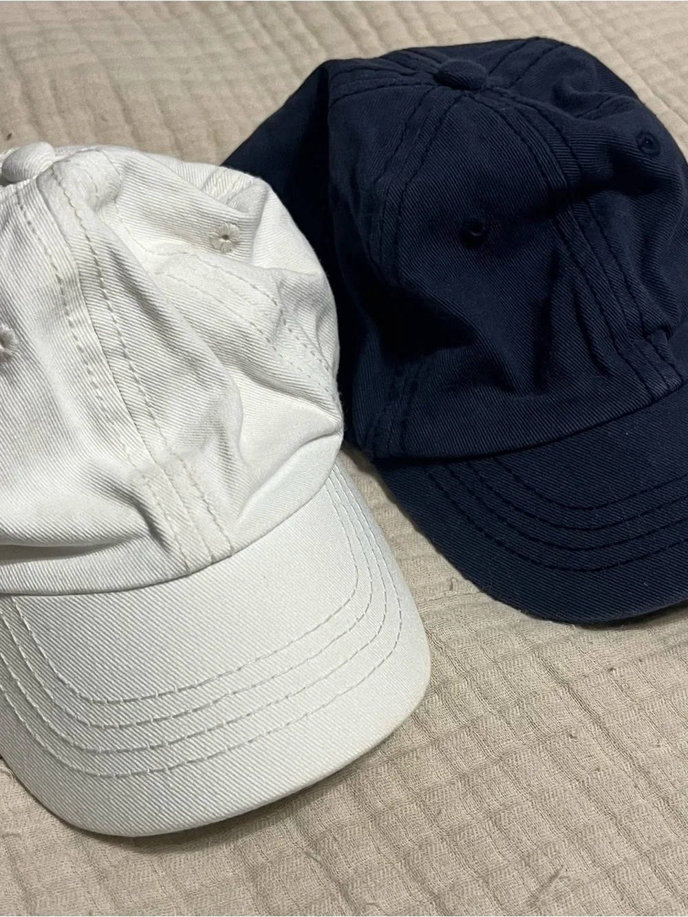 Kids Cotton Baseball Cap - White & Navy